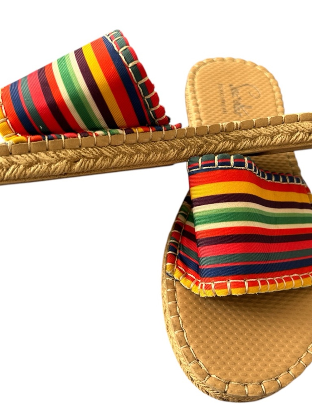 Striped Multi-Color Slide Sandals - Women's Summer Slides